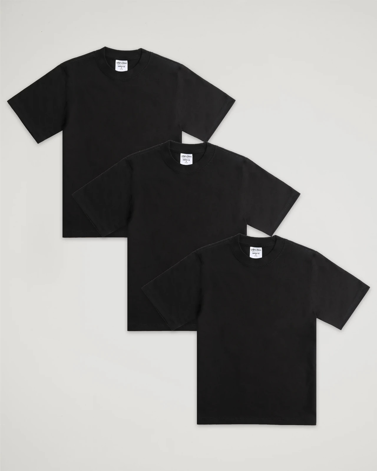 Shaka Wear 7.5oz Max Heavyweight Cropped Tee – 3-Pack Black Large
