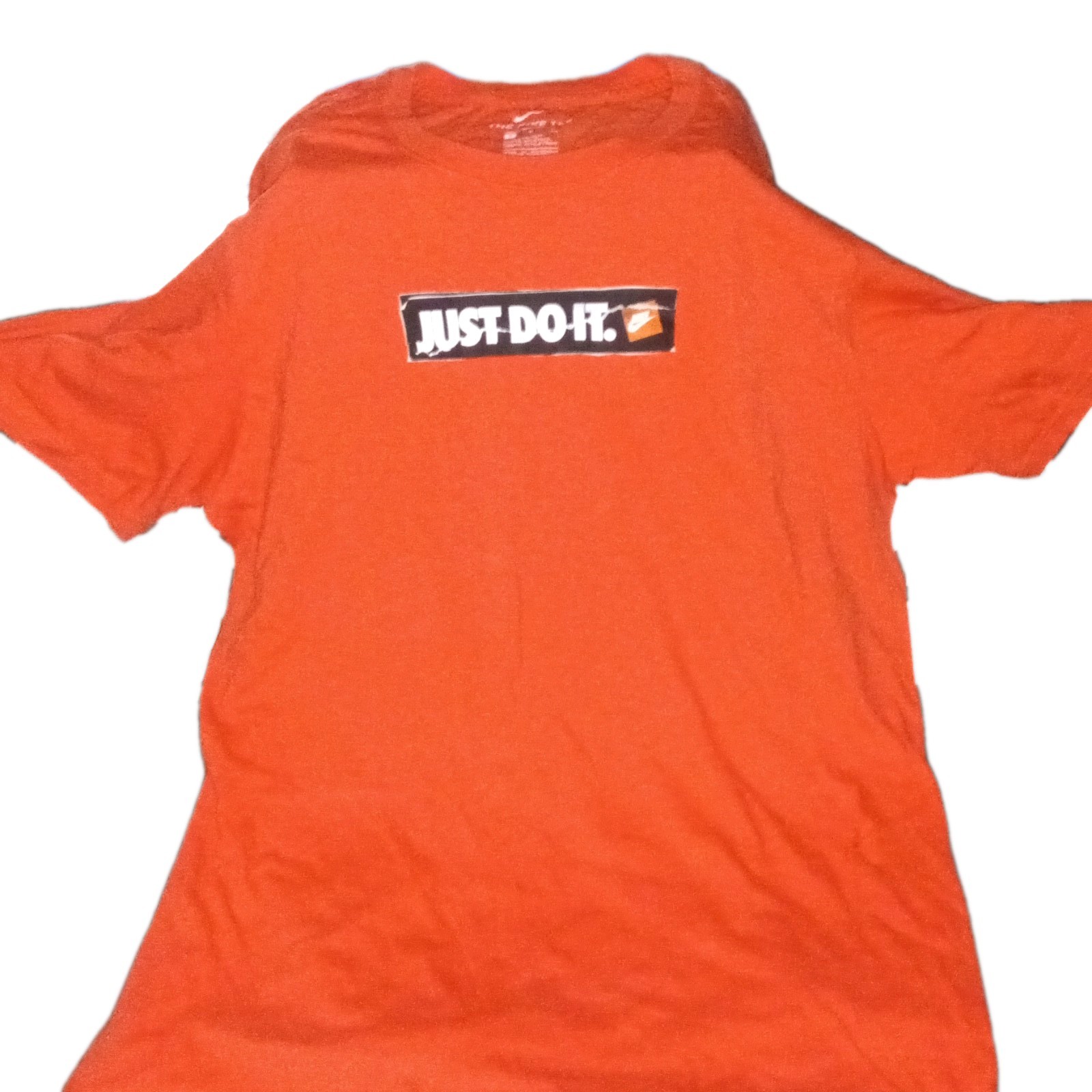 Nike The Nike Tee Orange Just Do It Graphic Athletic Fit Mens S Crew Cotton
