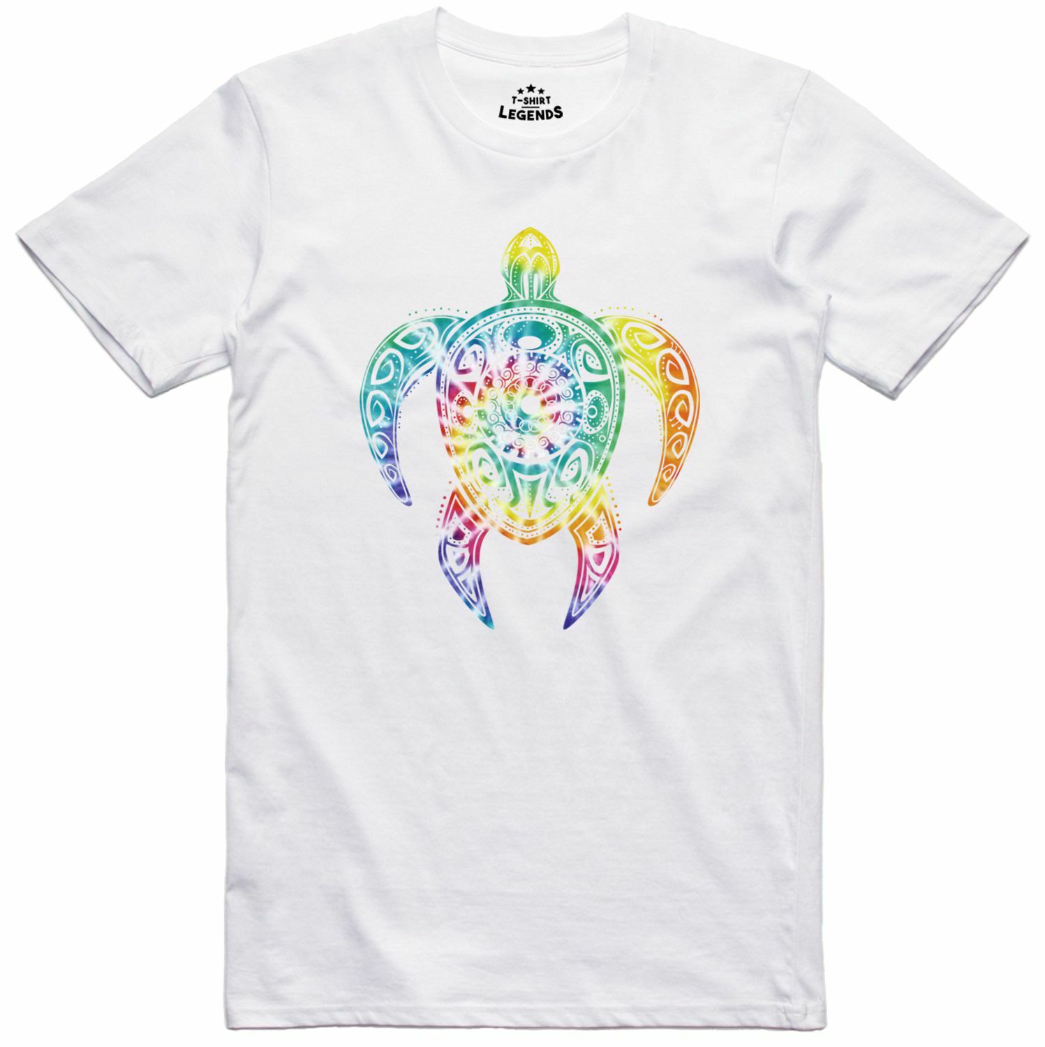 Hippie Tie Dye Style Psychedelic Turtle Nature 100% Cotton Regular Fit T Shirt