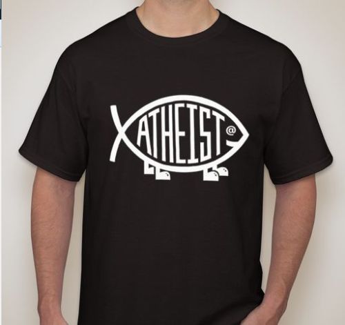 ATHEIST Darwin Jesus fish T-shirt t shirt Tee evolve