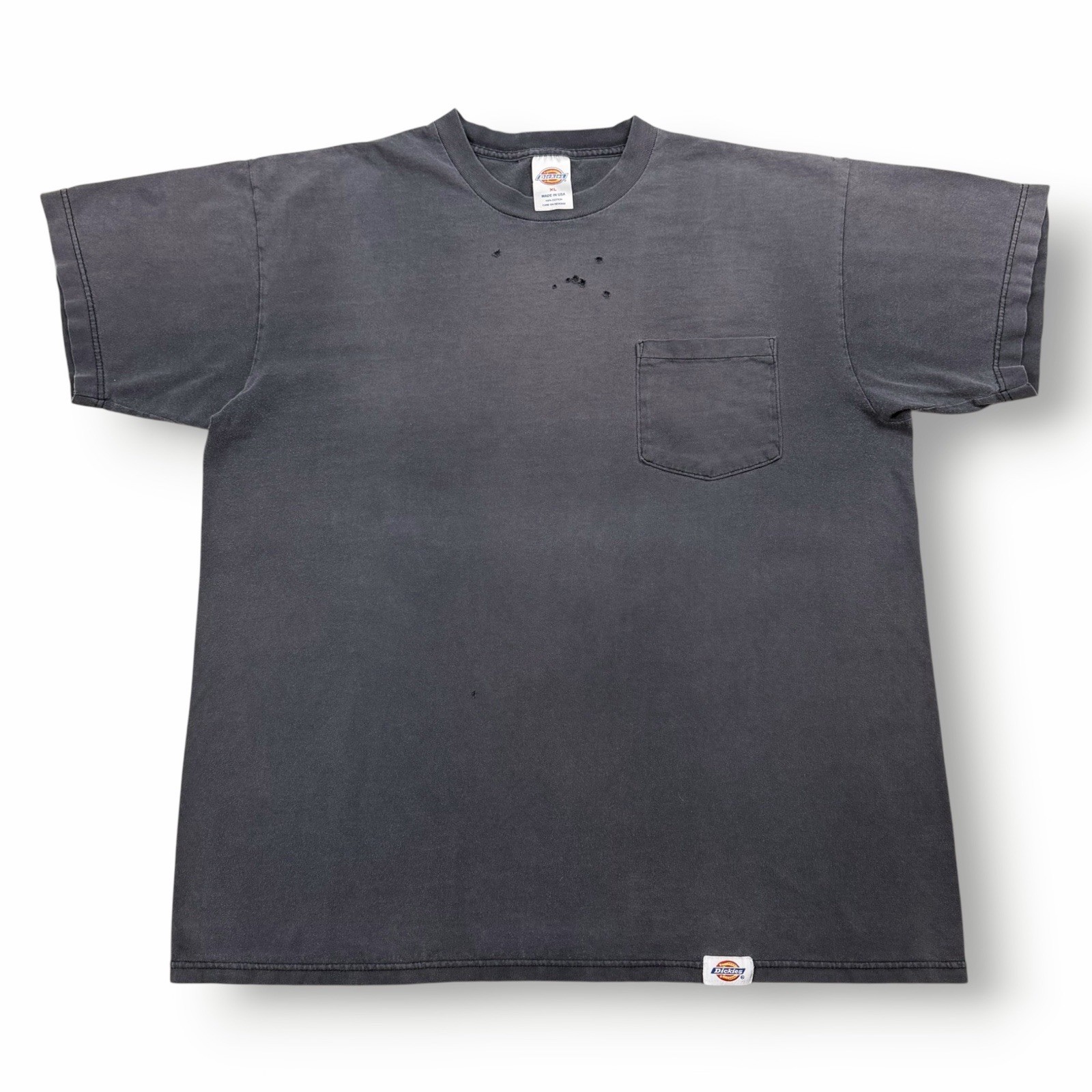 Vintage Sun Faded Distressed Pocket Tee T-Shirt Black Blank Workwear Men’s XL