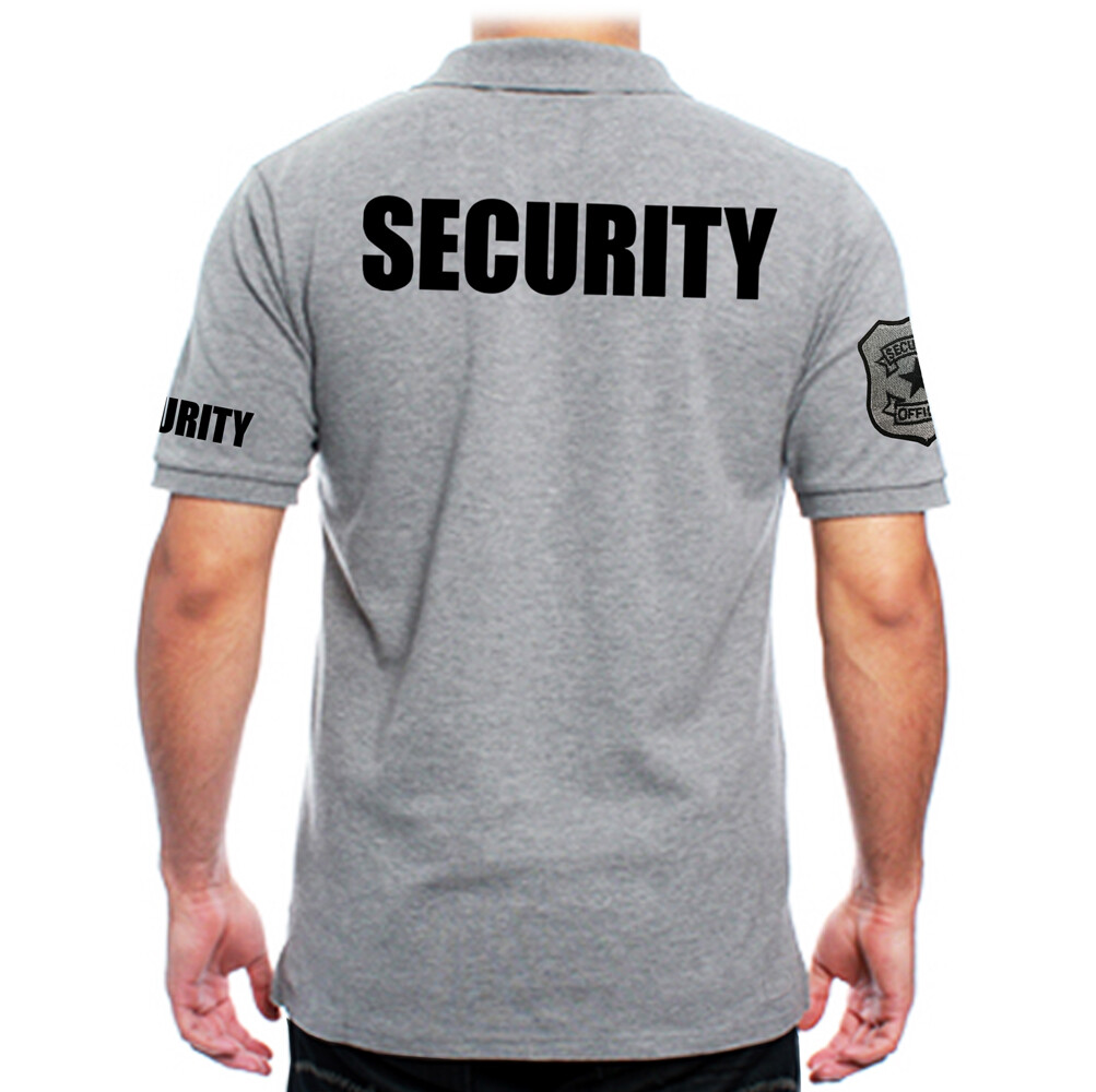 MEN’S PRINTED SECURITY EMBROIDERY BADGE POLICE STAFF UNIFORM COLLAR POLO T-SHIRT