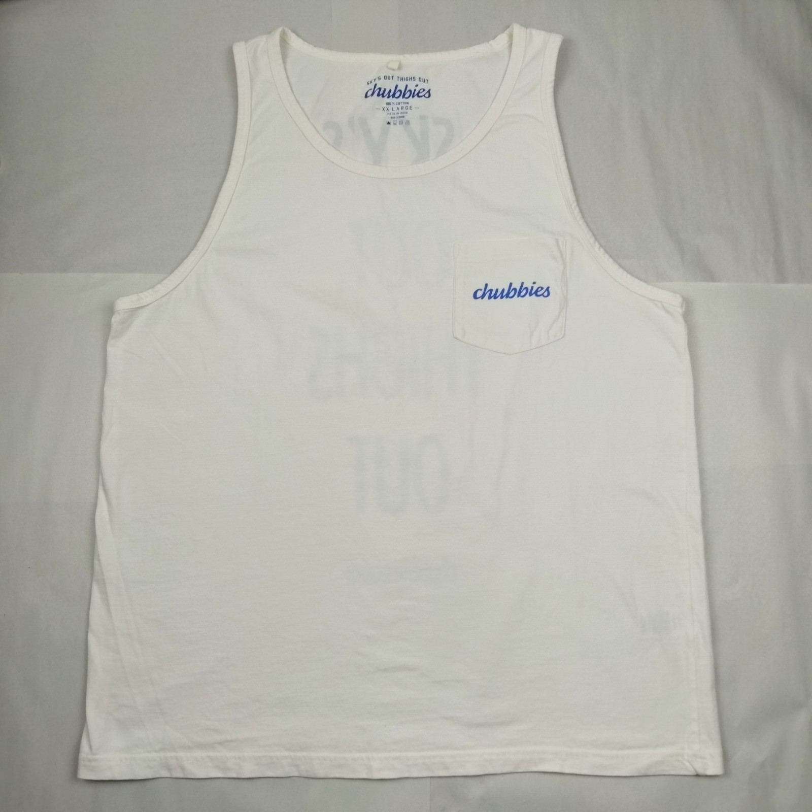 Chubbies Mens XXL Skys Out Thighs Out White Soto Tank Top Graphic Tee Sleeveless
