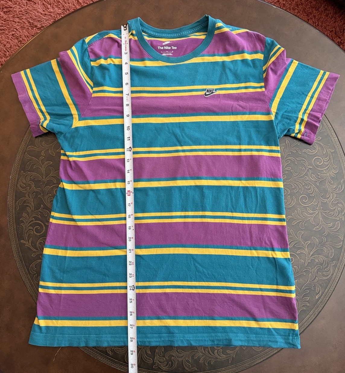 Nike Striped Colorblock T Shirt Mens L Multicolor Green Purple Sportswear Retro