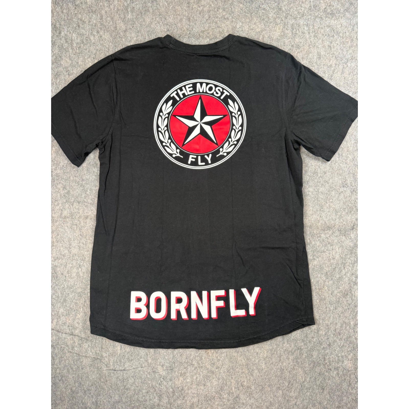 Born Fly T Shirt Mens XL Black Cotton Streetwear Star Graphic Logo Hip Hop Tee