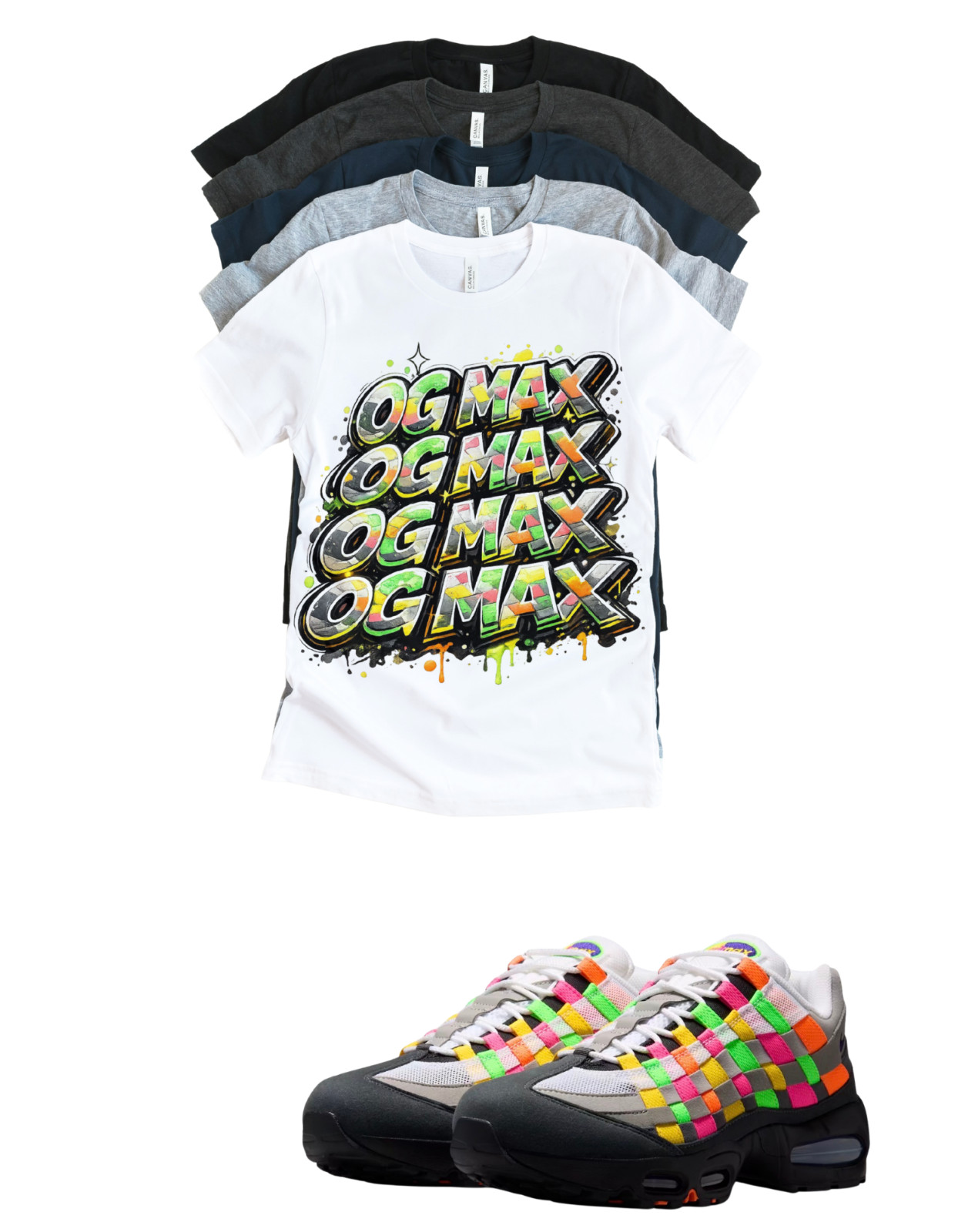 Custom Shirt To Match Max 95 OG MAX Woven Multi-Colored Tee Sneaker