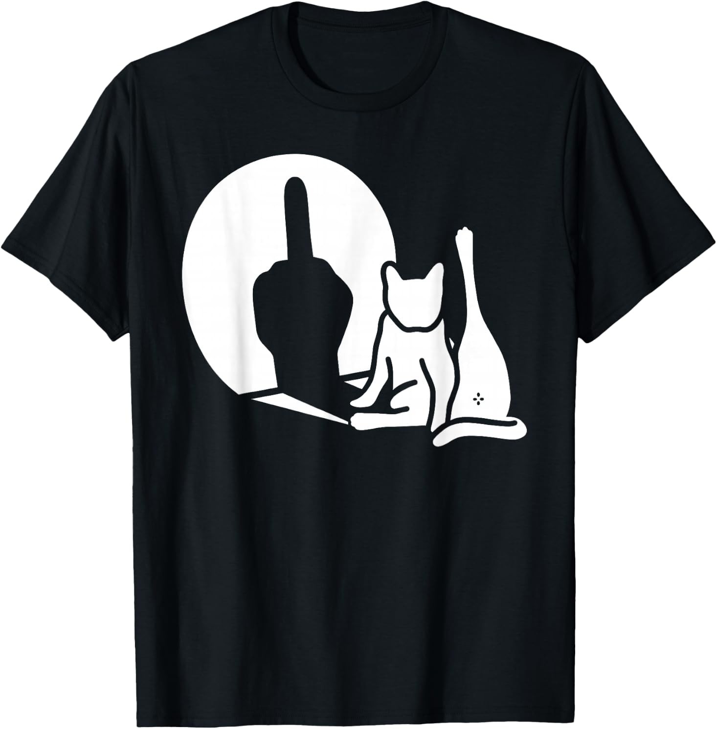 Cat Shadow Funny Middle Finger Gesture T-Shirt