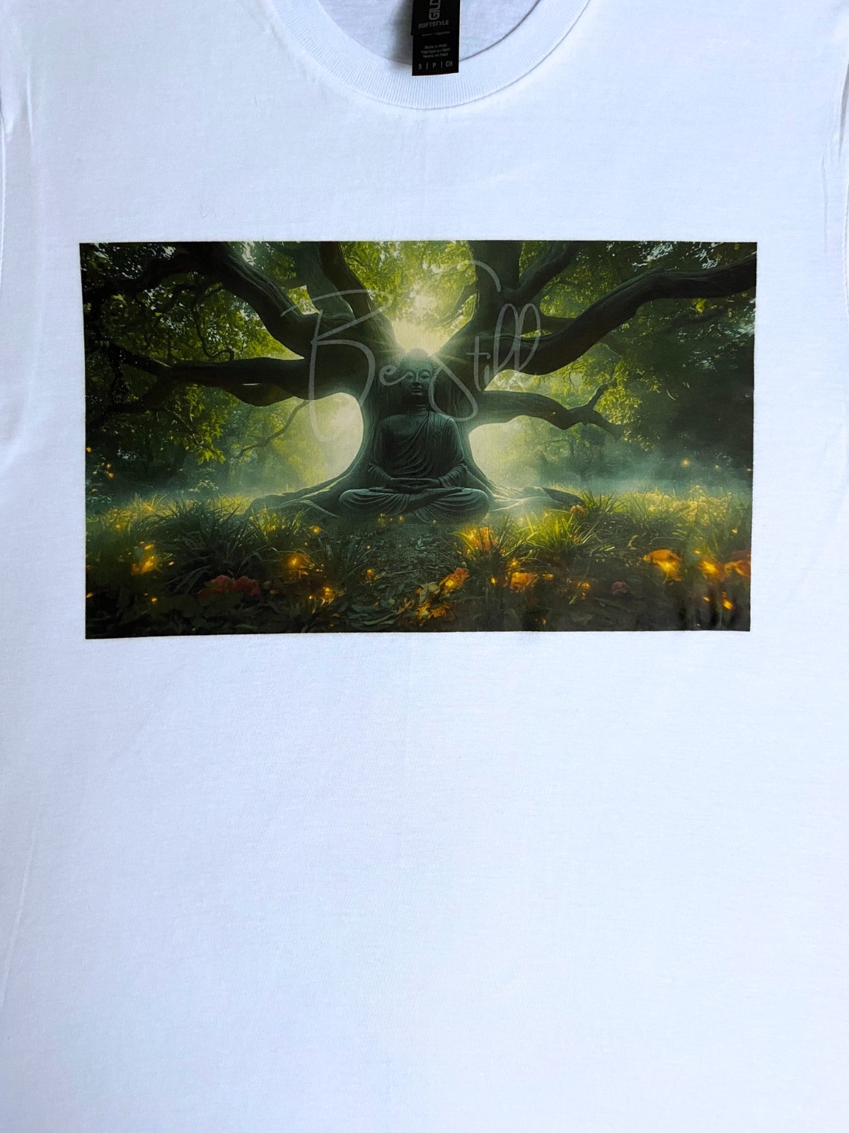 DTF Custom Made – BE STILL Short Sleeve T-Shirt – White SML