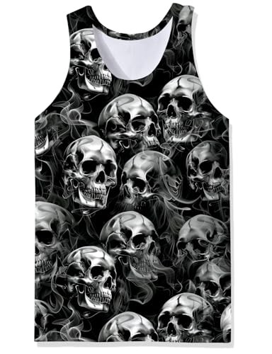 Mens Skull Graphic Black 3D Tank Top