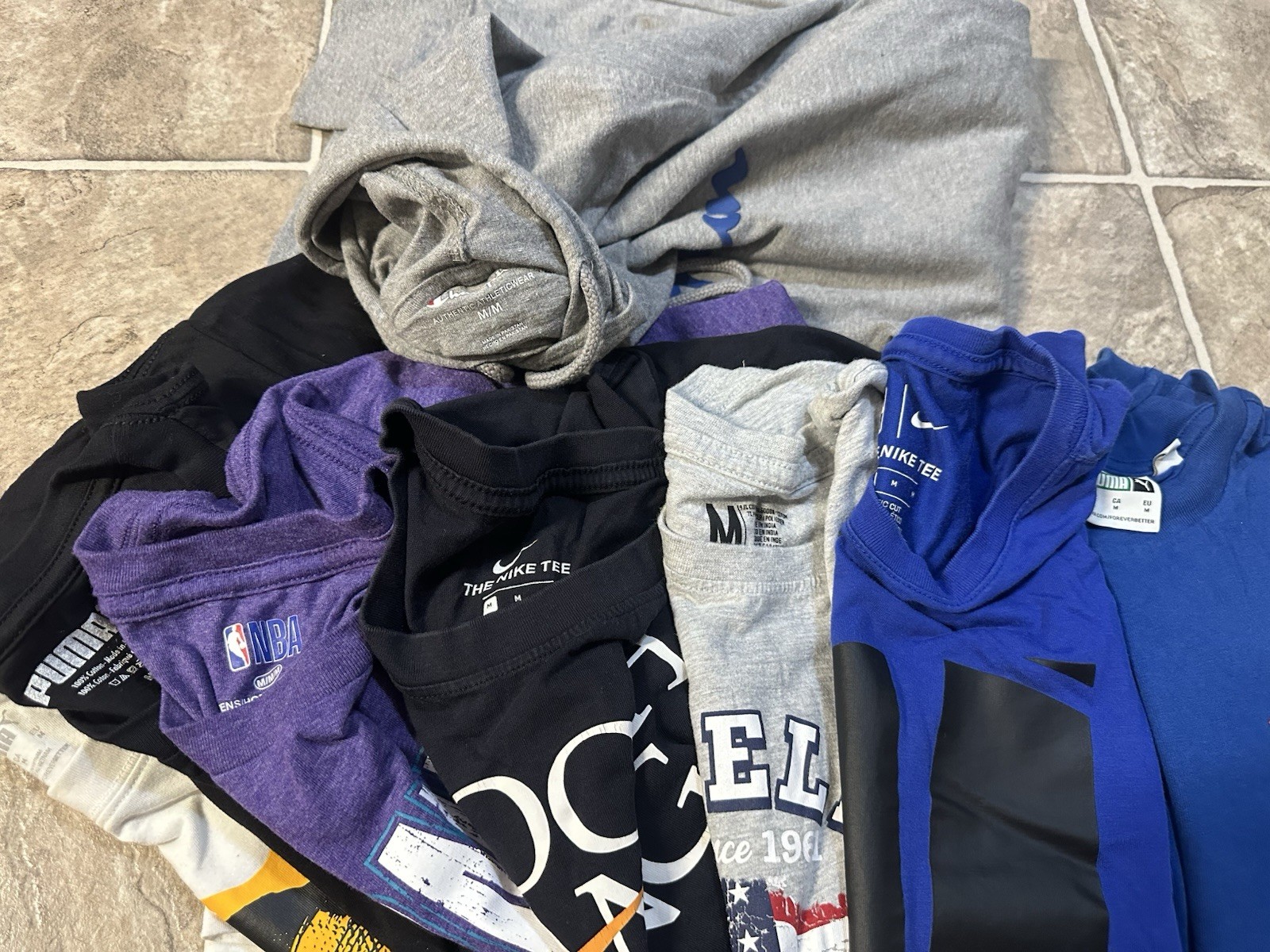 Men’s Size Medium Assorted Athletic & Graphic Tee Bundle Lot Of 8