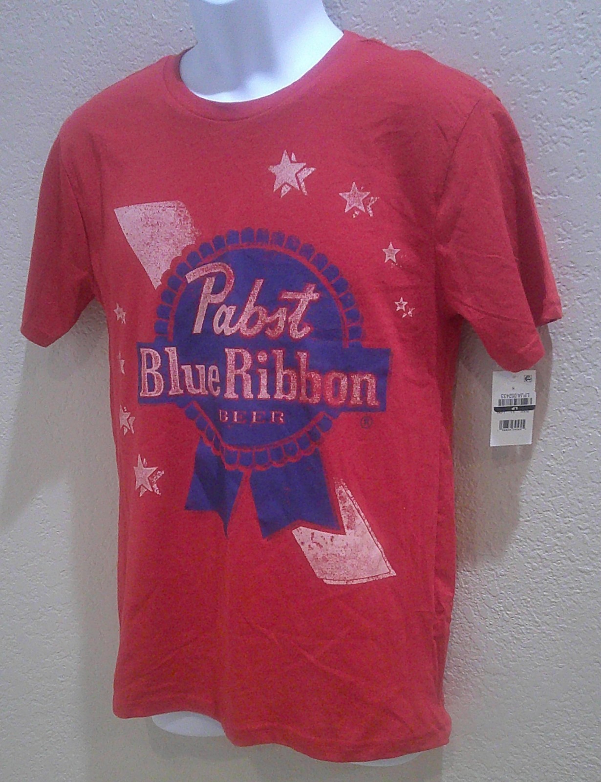 Men’s Pabst Blue Ribbon Americana T-Shirt Red Cotton Poly Short Sleeve S M L XL