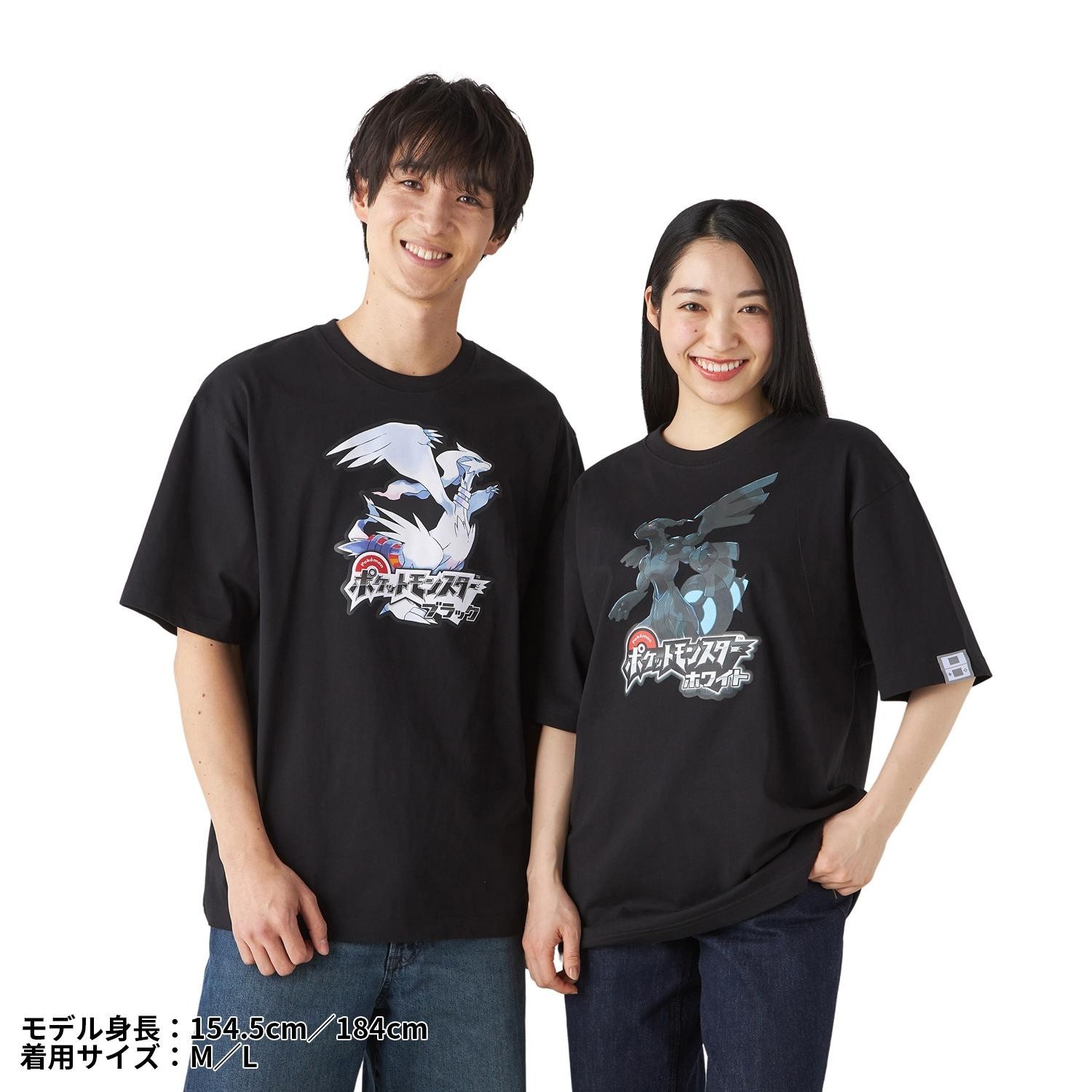 Pokemon Center T-Shirt & Pouch Set Black Version DS Official Japan M/L NEW PSL