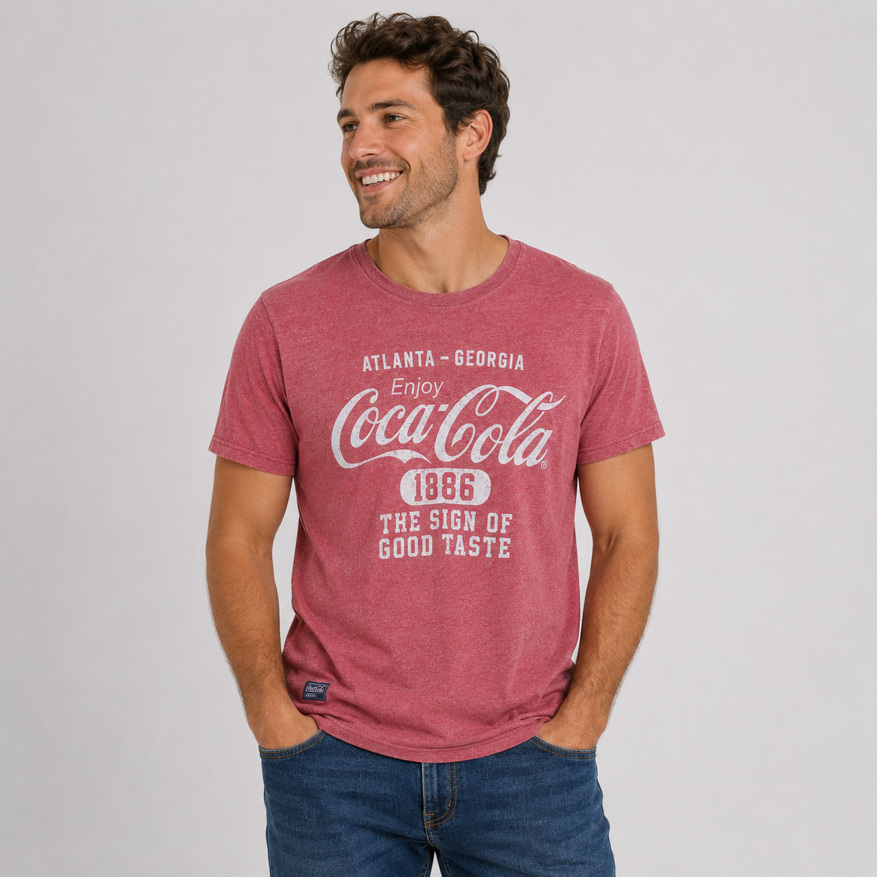 Coca Cola Mens T Shirt 38″/40″ Medium Red S/Sleeve 1886 Sign of Good Taste