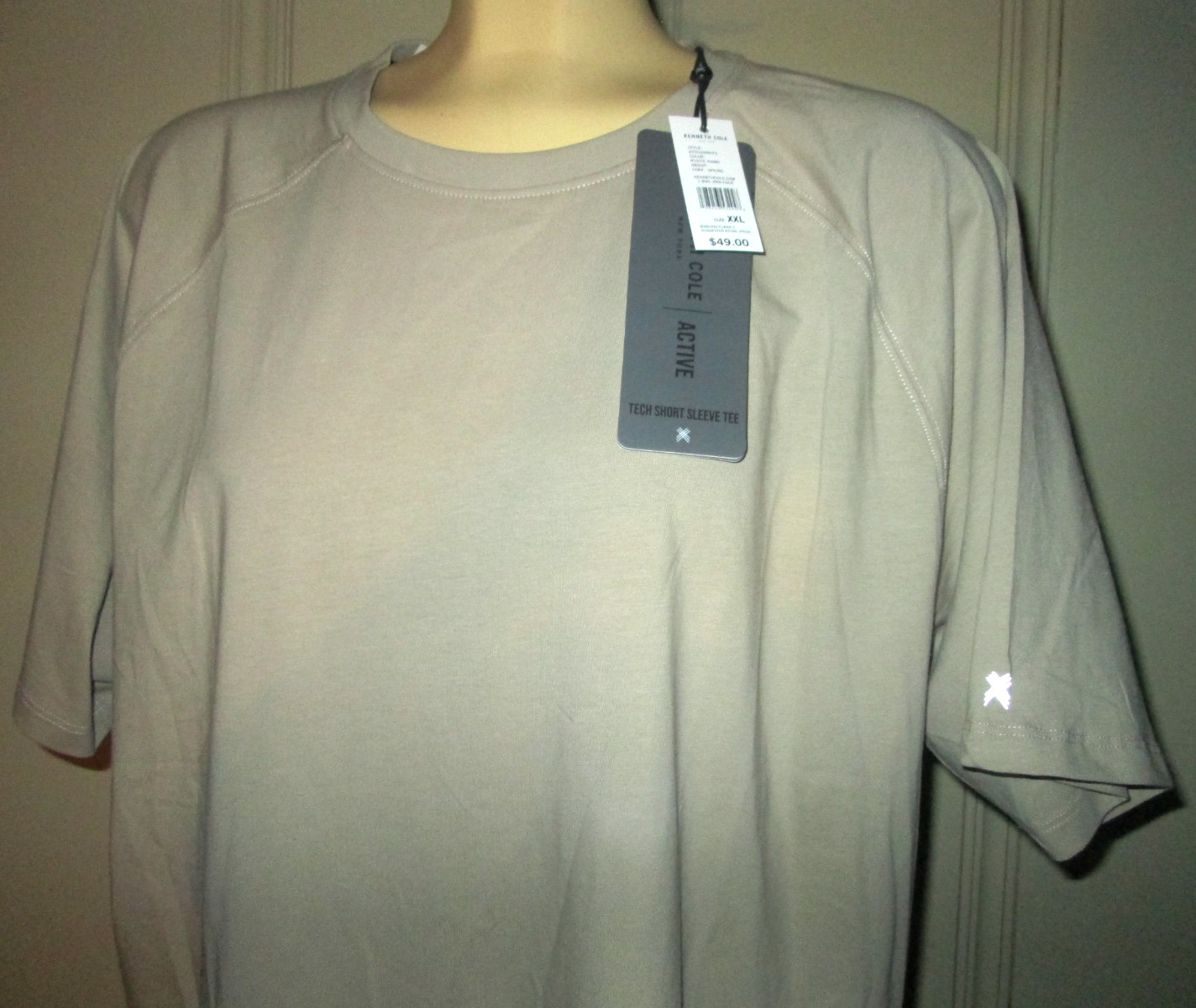 Kenneth Cole Men’s Active Tech Crew Neck Short Sleeve T-Shirt-Sz XXL-khaki-NWT