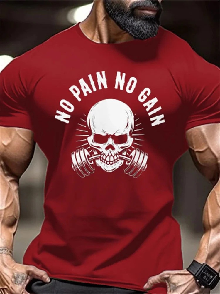 Men’s Sport Workout Gym Regular Fit 100% Cotton T-Shirt Summer Casual Streetwear
