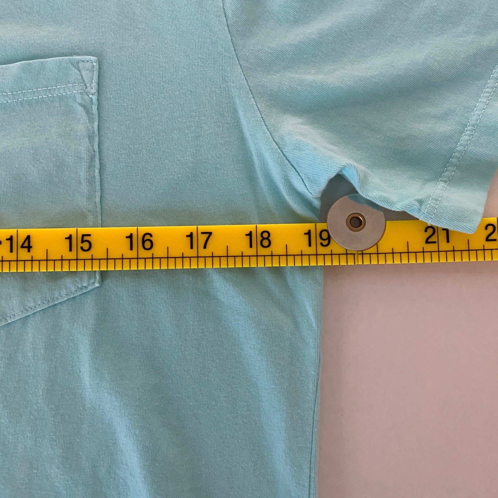 M. Singer Mens Aqua Blue Cotton Pocket T-Shirt Made in USA Small NWT