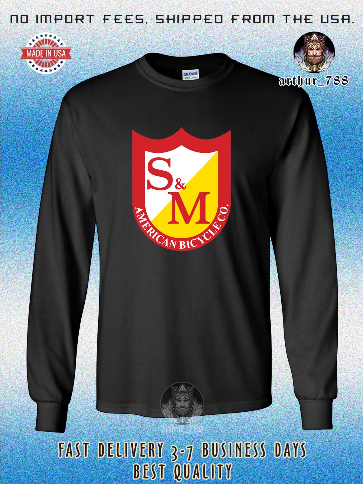 S&M Bikes American Bicycle Men’s Long Sleeve T-Shirt American Size S-5XL T-Shirt