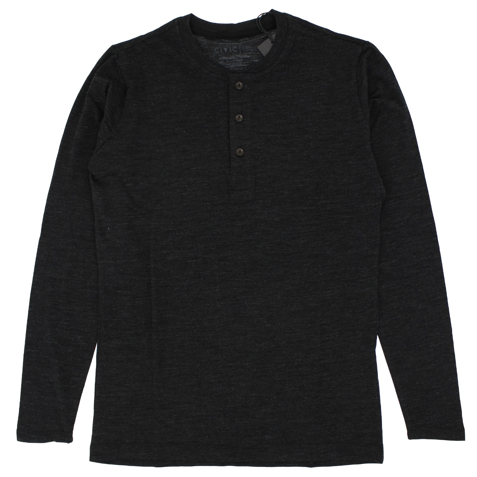 Taylor Stitch Shirt, Men’s The Zaha Henley Long Sleeve, Heather Black MSRP $70