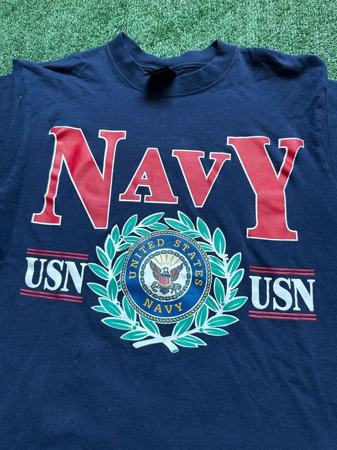 Vintage Soffe Choice US Navy Graphic T-Shirt USN Crest Logo Navy Blue Size M