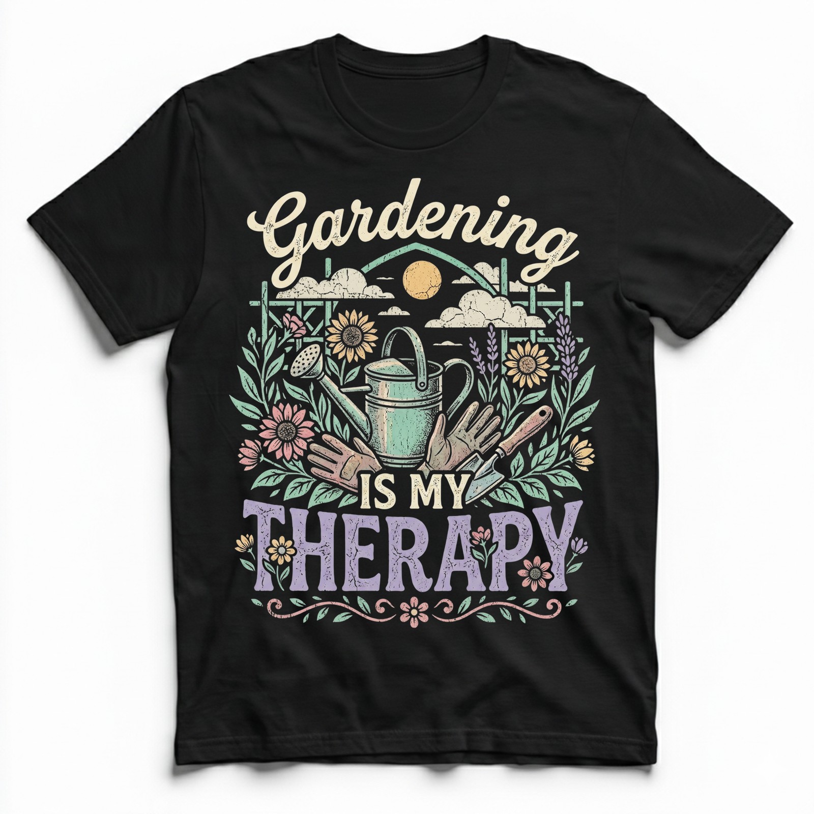Gardening is My Therapy T-Shirt Floral Gardener Tee