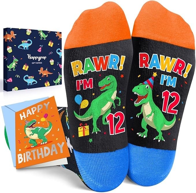 Birthday Gift Socks with Card for Boys Presents for 12 Year Old Girls and Boys