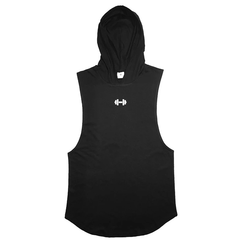 Men Sleeveless Hooded Tank Top Cotton Breathable Gym Fitness Bodybuilding