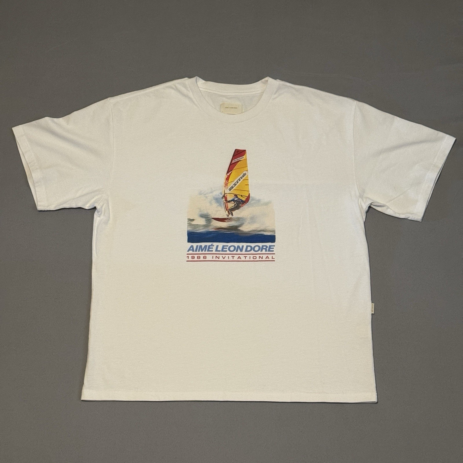 Aime Leon Dore White Wind Surfer Boating Tee Logo Large L NY Spring Summer ALD