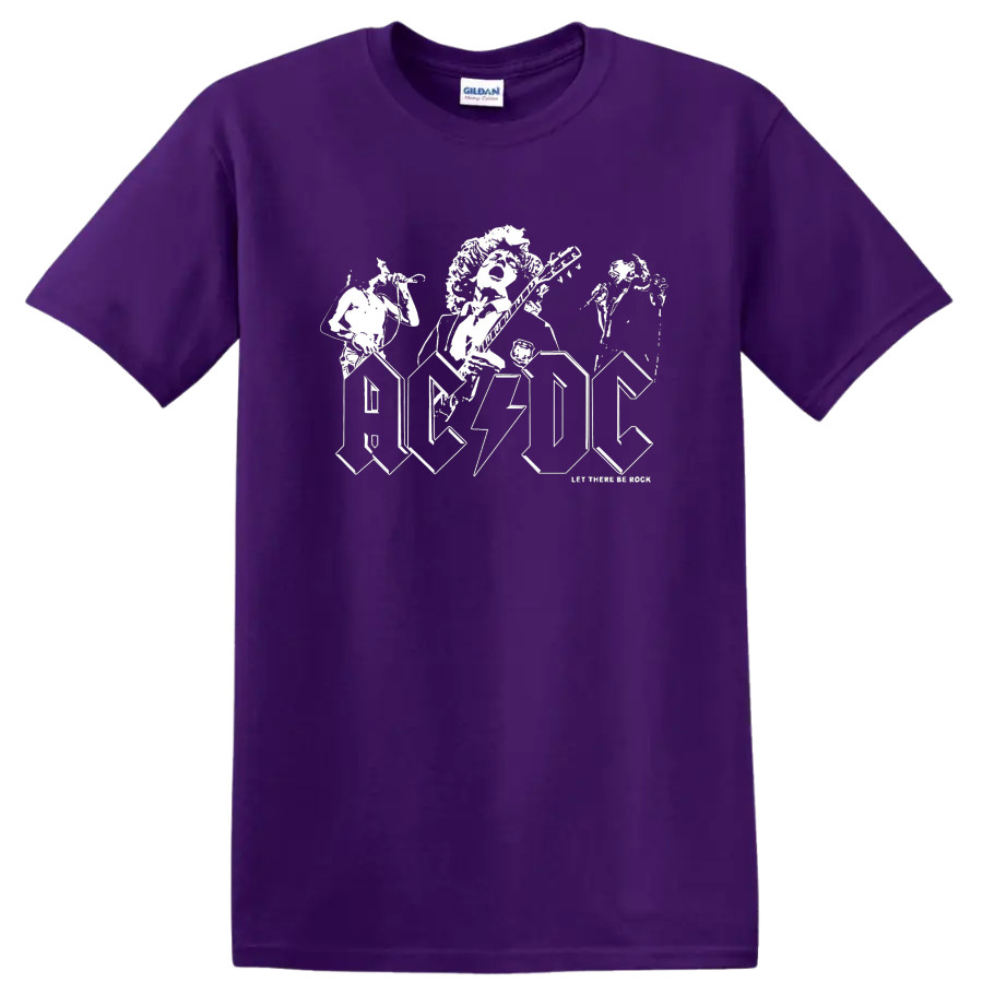 AC DC Rock Band T Shirt Lightning Skull Guitar Concert Tee Vintage Music