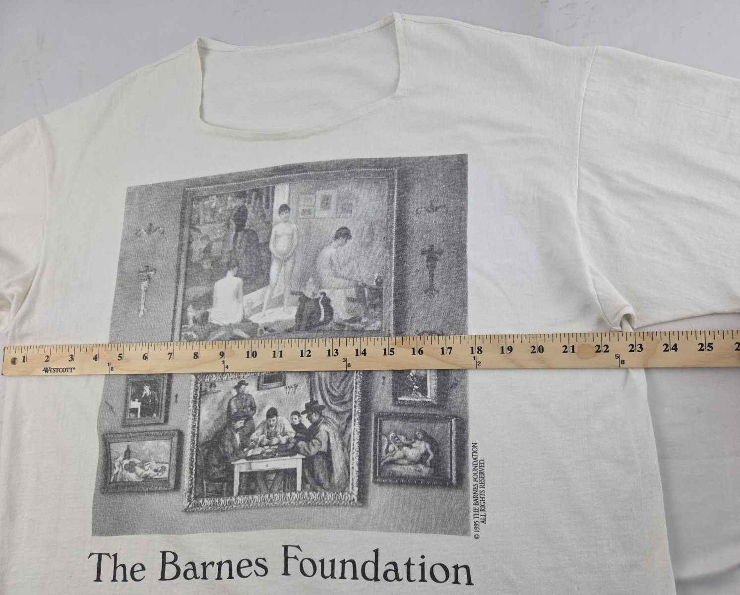 The Barnes Foundation Tshirt 1995 Vintage 90s Single Stitch Square Neck Large