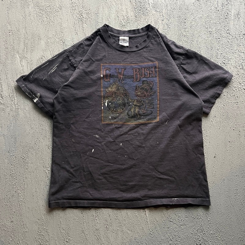 Vintage George W Bush Shirt Mens XL Black 1990s Climate Pollical