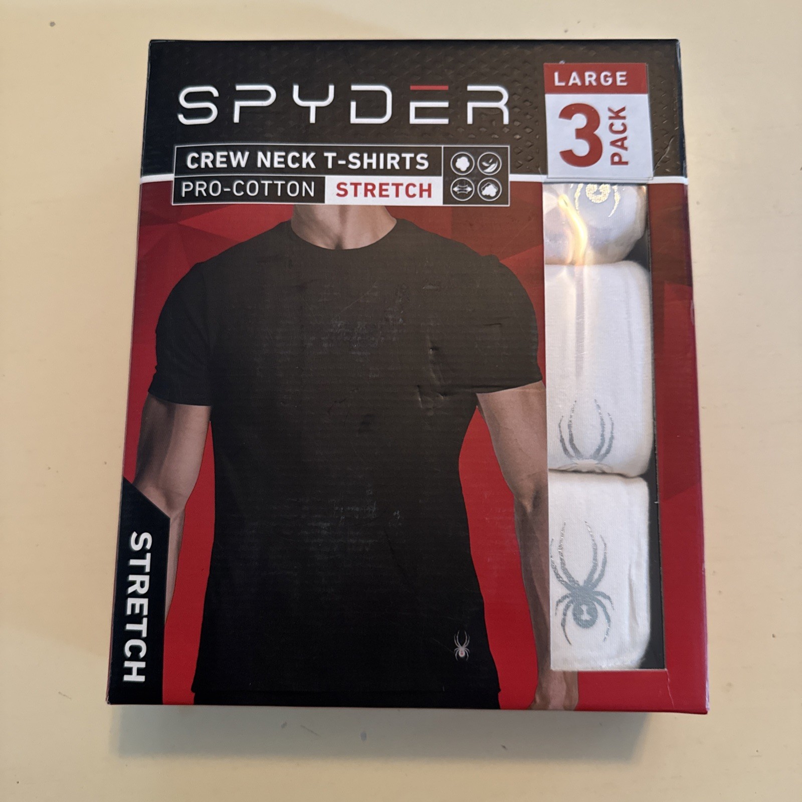 SPYDER *NEW* Men’s Stretch White 3PK T-Shirts (size L)