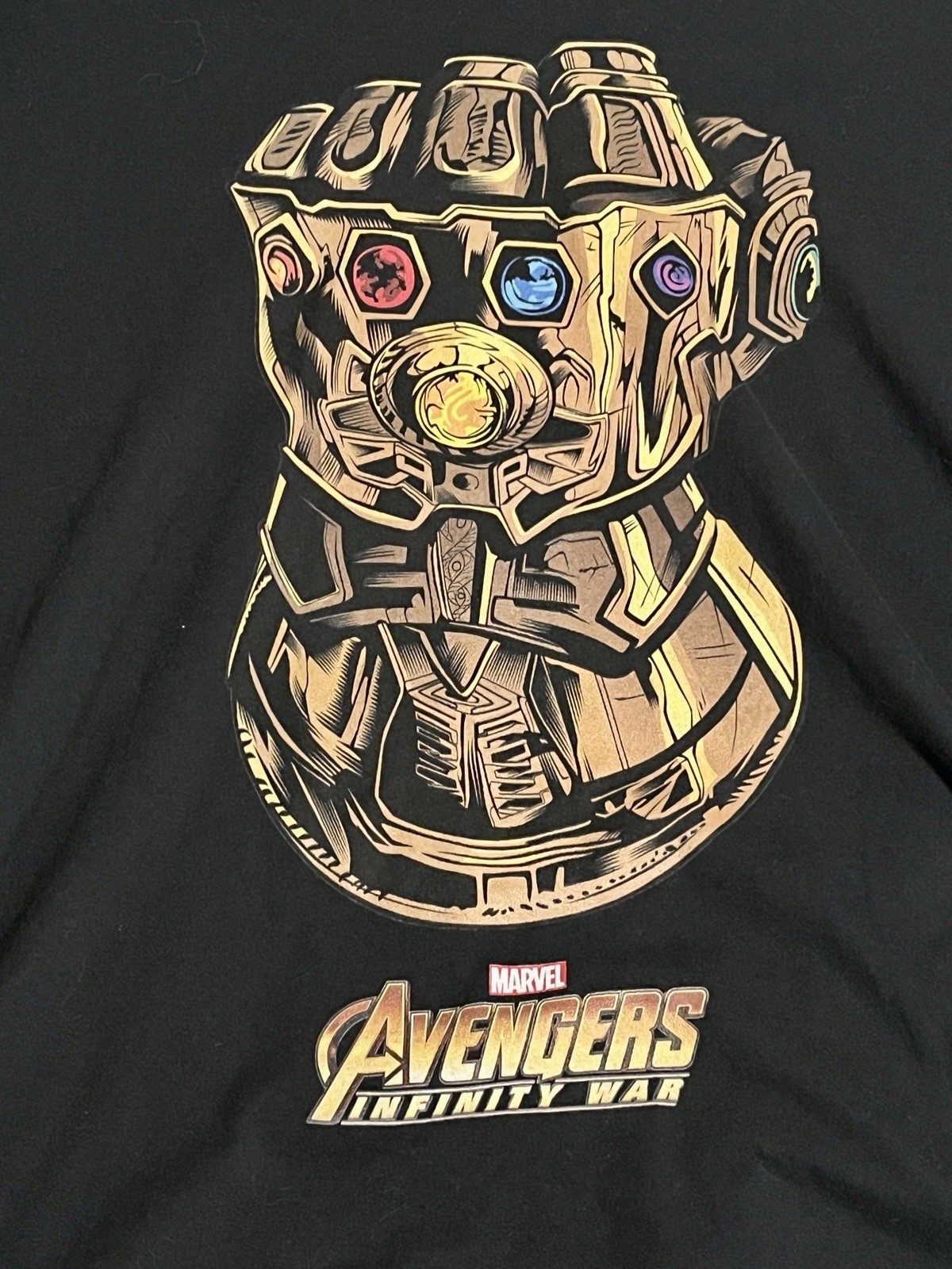 Avengers Infinity War Shirt Marvel Thanos Gauntlet Black Tee Adult XL MCU Movie