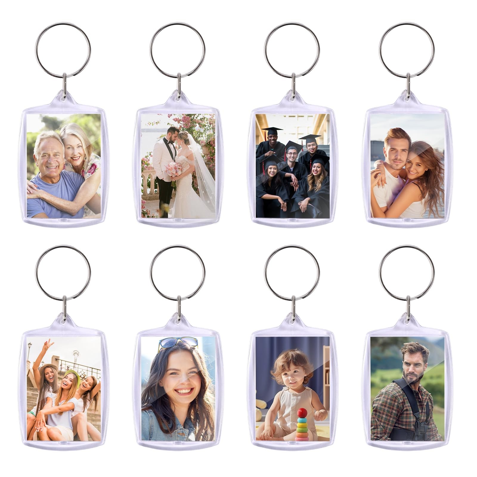 JasperKino 30pcs Pendant Picture Frame keychain, Clear Acrylic Photo Frame Ke…