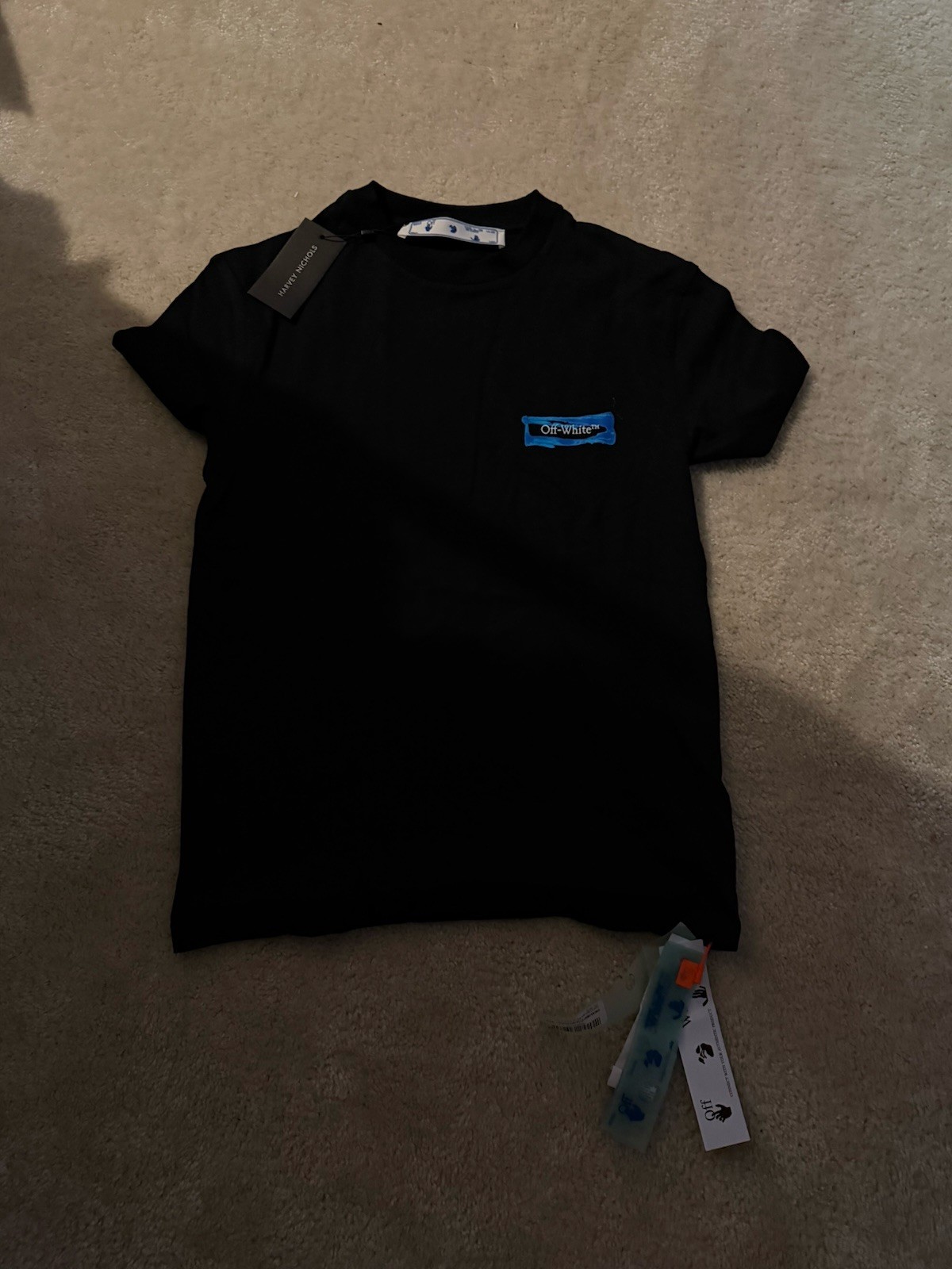 Off-White Men’s XXS Black Cotton Jersey Graphic Logo Crew Neck Short Sleeve Tee
