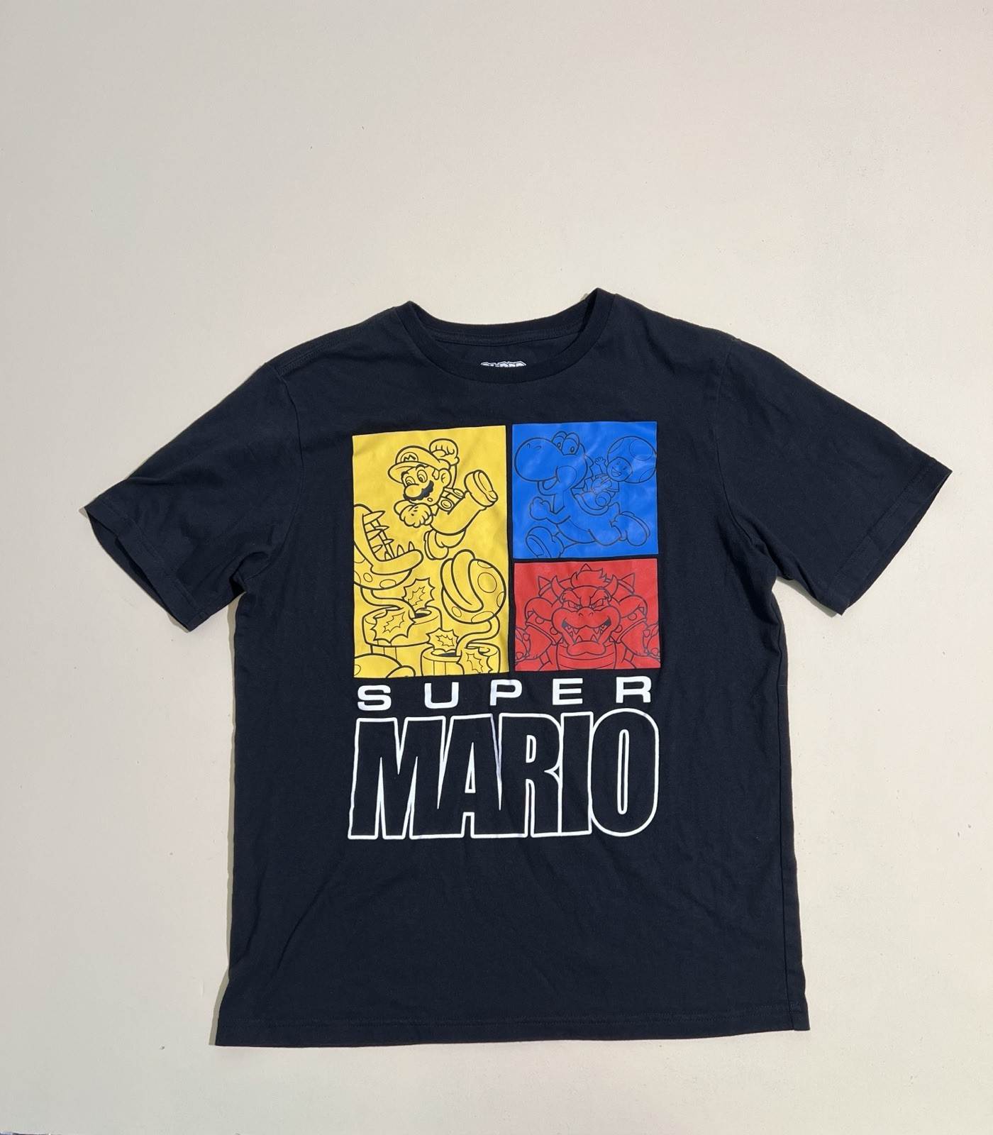 Super Mario T-Shirt Charcoal Graphics Size XL (14/16) Very Good
