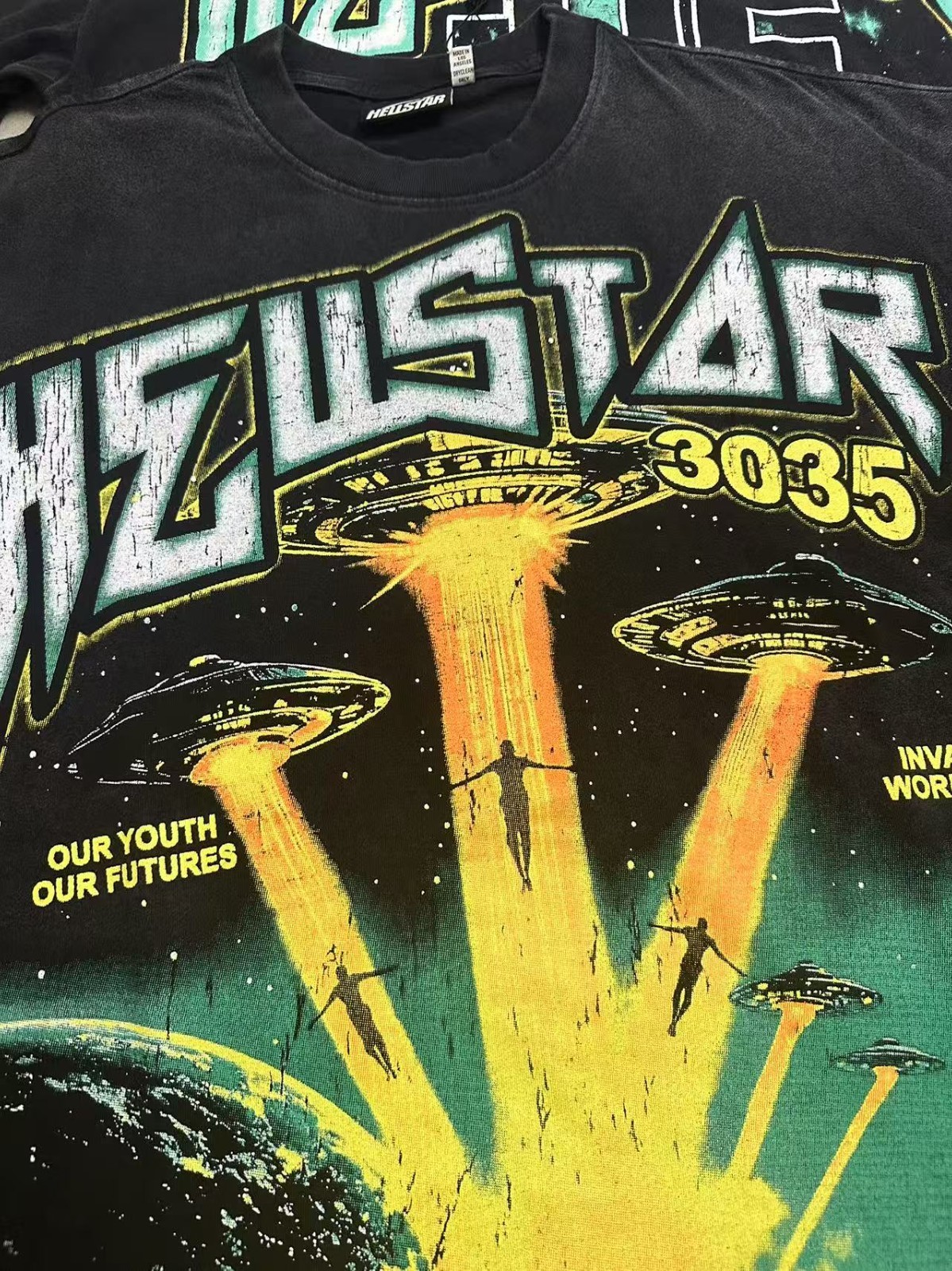 Hell Studios star 3035 Alien Spaceship pattern Tee Mens Short sleeved T-shirt