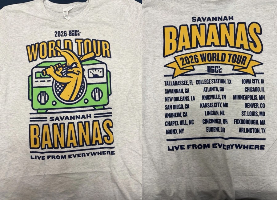 Savannah Bananas 2026 World Tour Live From Everywhere Baseball T-Shirt VK12625