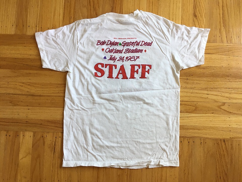 Bob Dylan Grateful Dead Day on the Green 1987 Staff T-Shirt White 2 side BTH63