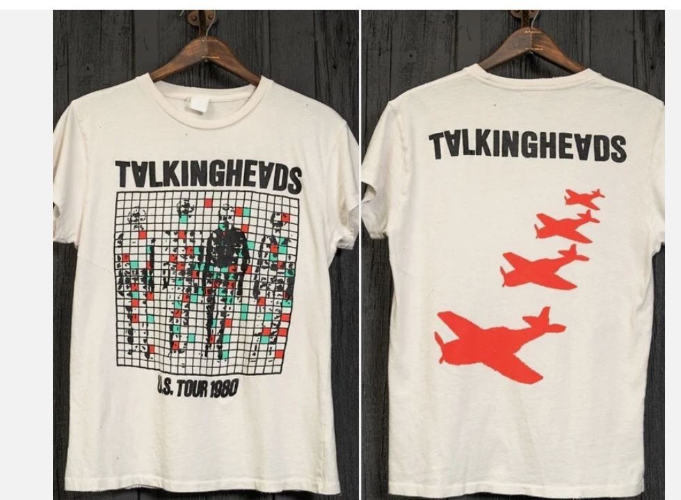 Rare 1980 Talking Heads Band US Tour 2 side white Unisex T shirt reprint