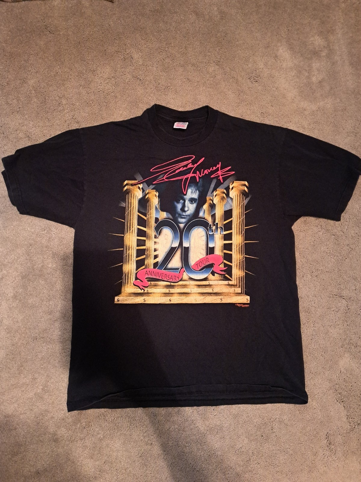 Jerzees Size L Eddie Money XL Concert T shirt Black S Sleeve 20 Anniversary