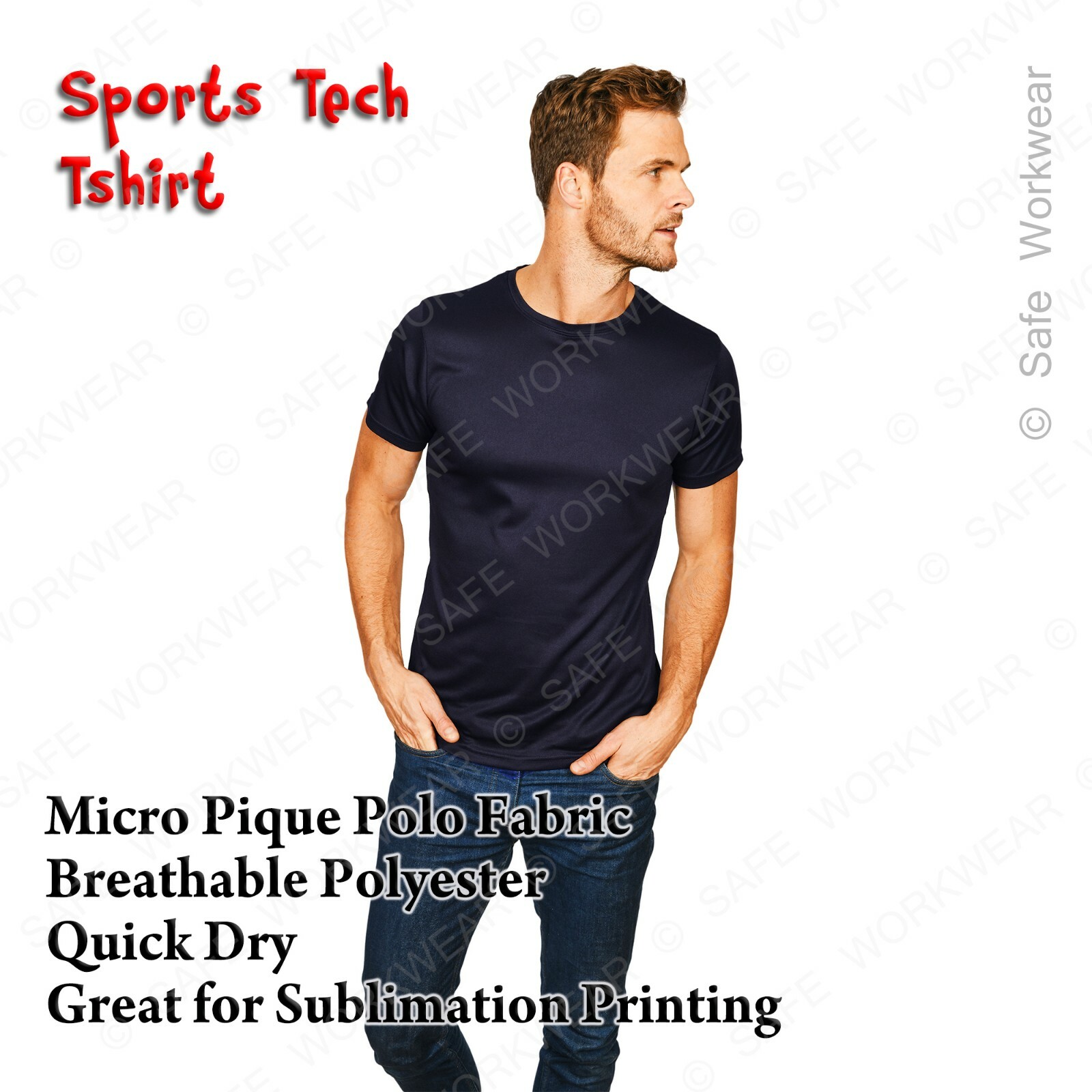Sports Tech Tshirt – Breathable Quick Dry – Micro Pique Polo Sublimation Fabric