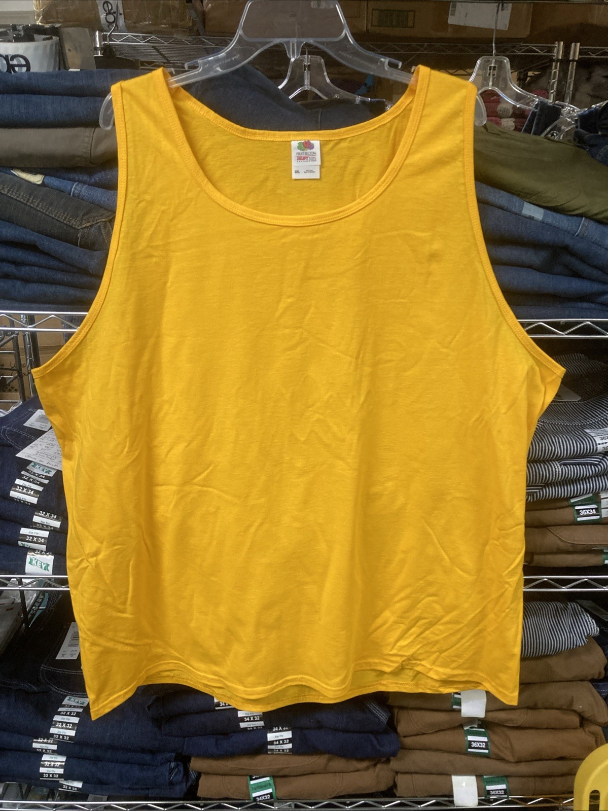 Fruit of the Loom HD Heavy Cotton Men’s Sleeveless T-Shirt, 3XL, Gold