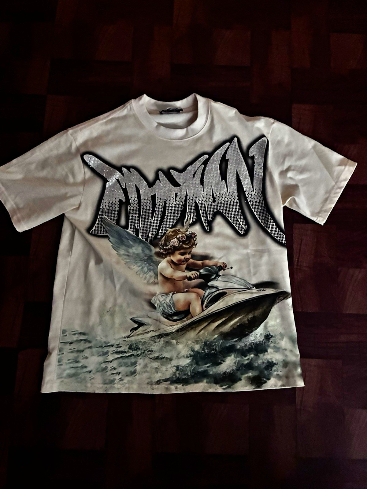 Mixed Emotion Men’s White Graphic Tee M Cotton Jersey Crew Neck Short Sleeve