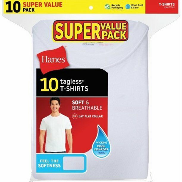 Hanes 2135Z0 Men’s Size M T-Shirt – White (10 Pack)