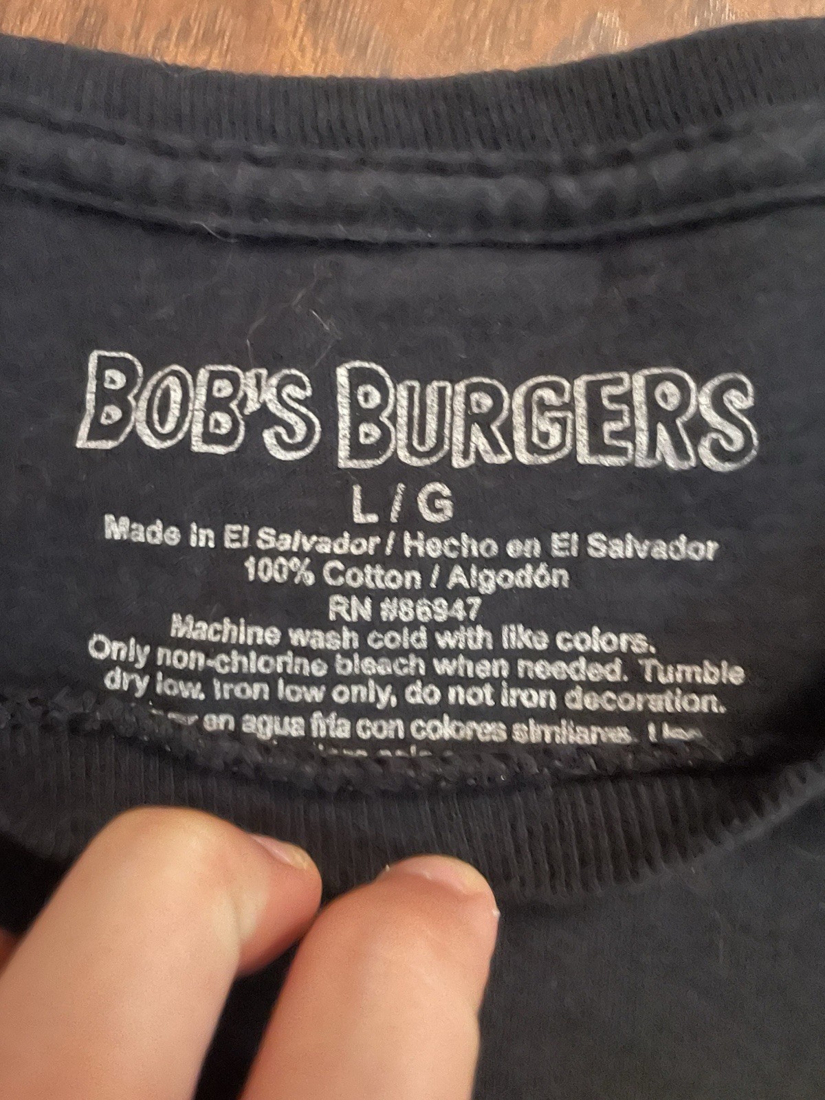 Bob’s Burgers Graphic Tee Black L/G Short Sleeve Crew Neck Cotton Knit