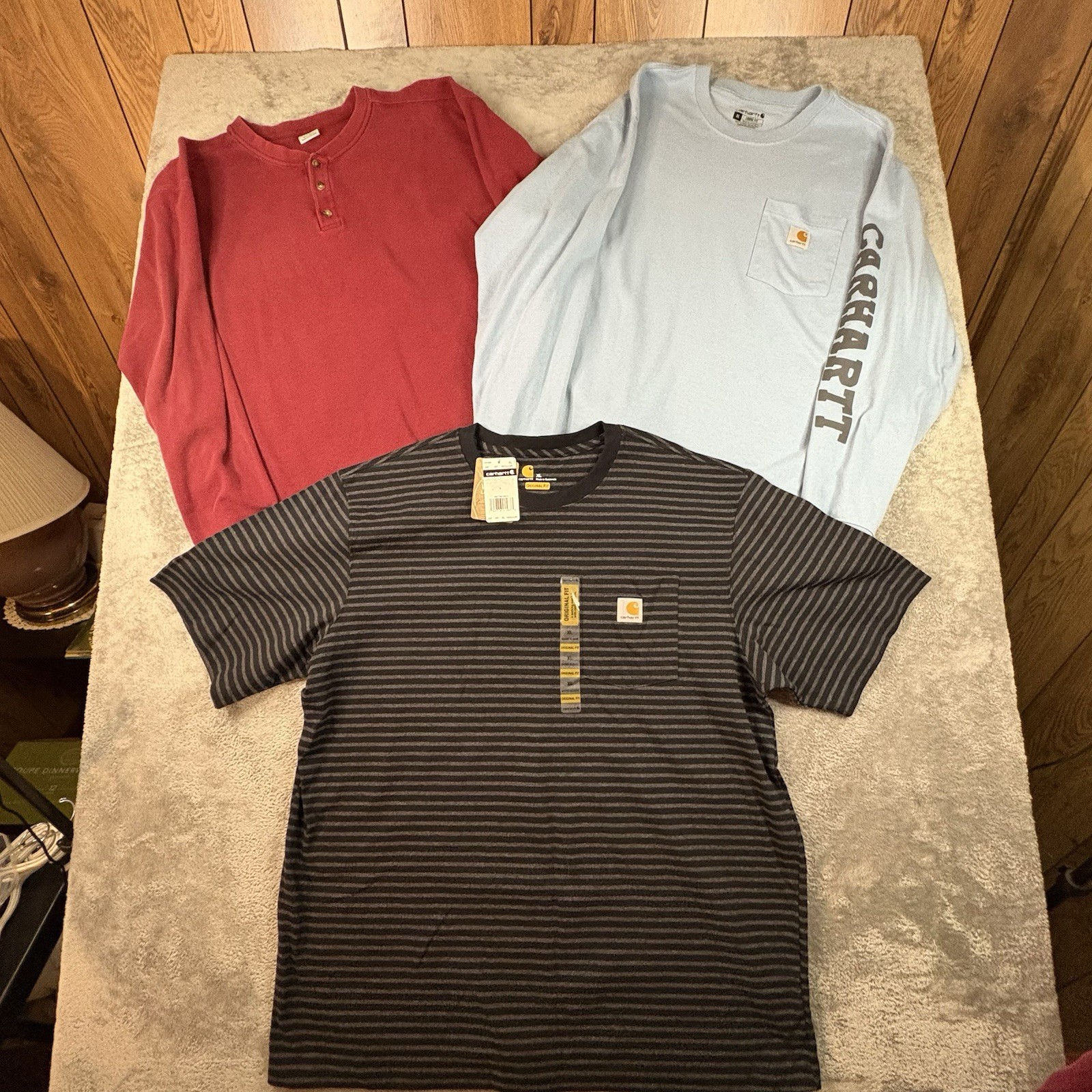 LOT OF 3 Men’s XL Carhartt Henley/Crewneck LS & SS Shirts SEE DESCRIPTION
