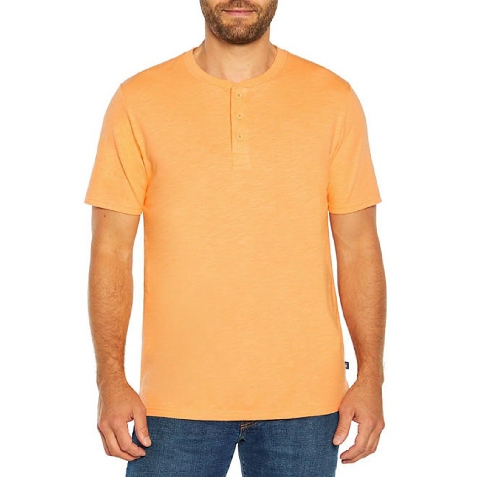 Gap Men’s Orange Short Sleeve Slub Henley Apricot Wash Size XL
