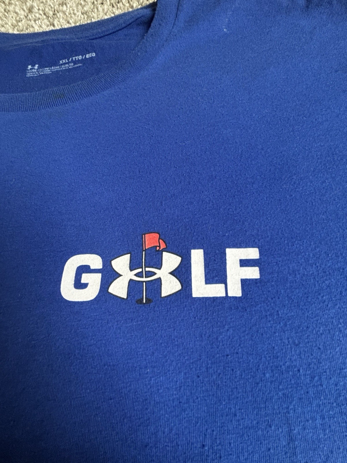Under Armour Men’s XXL Regular Blue Crew Neck Short Sleeve Logo Golf Tee
