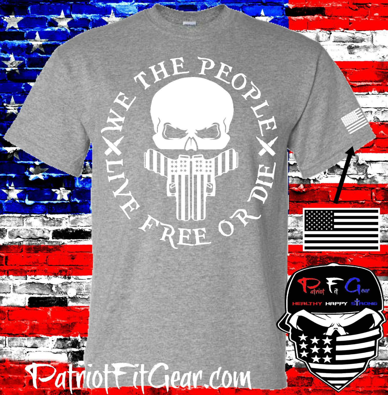 t-shirt, We Teh People, Live Free Or Die, Gun Rights, Skull,Patriotic,Custom tee