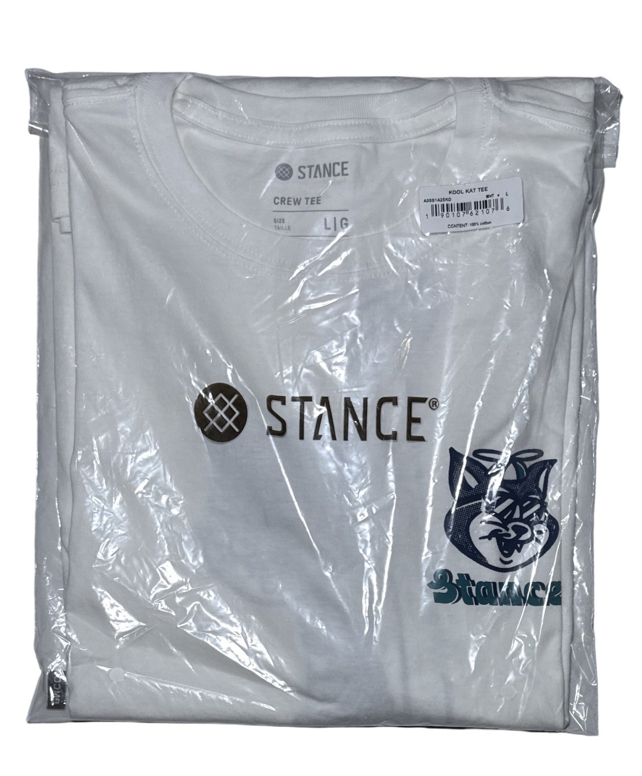 Stance Kool Kat White Men’s T-Shirt Graphic Print Large New With Tags